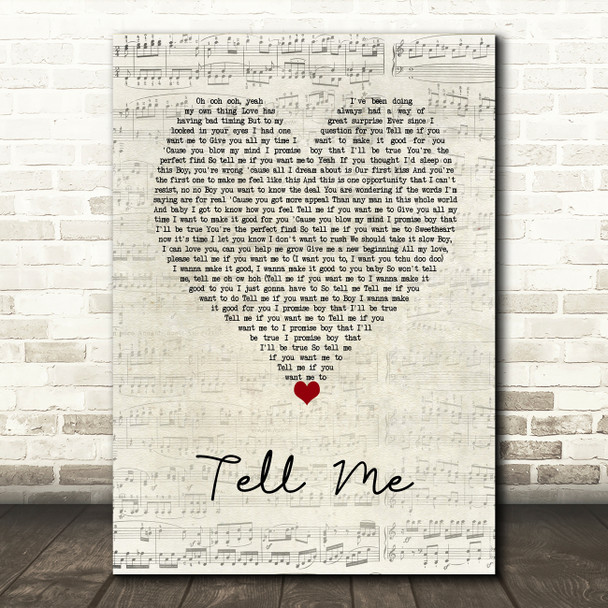 Groove Theory Tell Me Script Heart Song Lyric Music Art Print