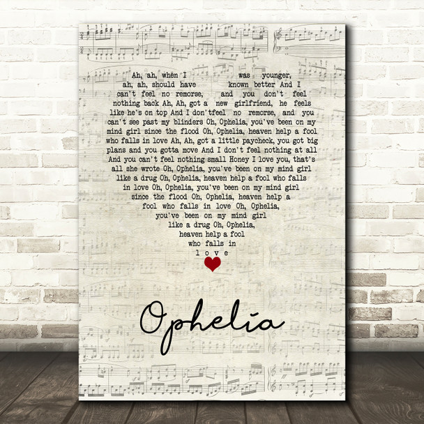 The Lumineers Ophelia Script Heart Song Lyric Music Art Print