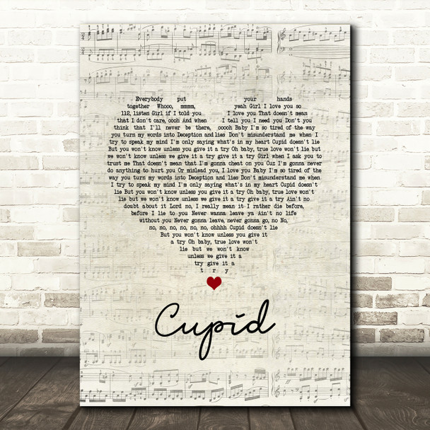 112 Cupid Script Heart Song Lyric Music Art Print