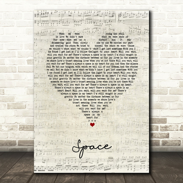 Biffy Clyro Space Script Heart Song Lyric Music Art Print