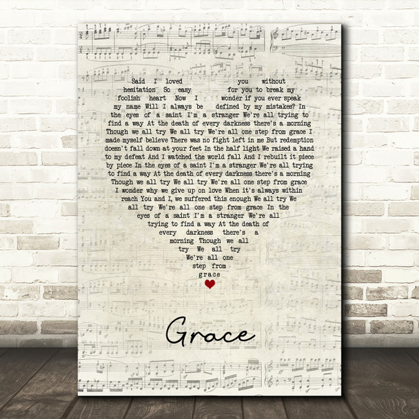 Rag'n'Bone Man Grace Script Heart Song Lyric Music Art Print