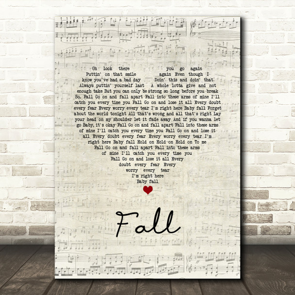 Clay Walker Fall Script Heart Song Lyric Music Art Print