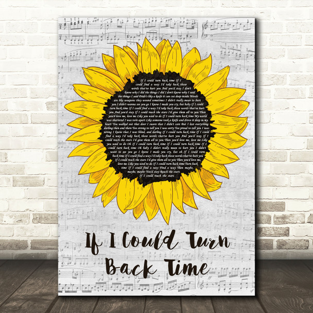 Cher If I Could Turn Back Time Grey Script Sunflower Song Lyric Music Art Print