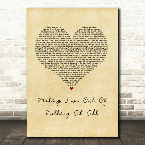 Air Supply Making Love Out Of Nothing At All Vintage Heart Song Lyric Music Art Print