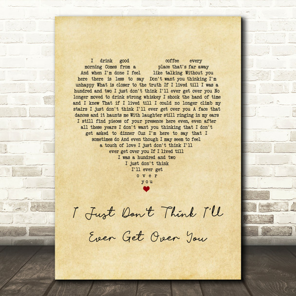 Colin Hay I Just Don't Think I'll Ever Get Over You Vintage Heart Song Lyric Music Art Print