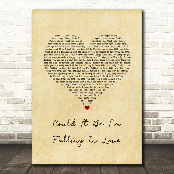 The Spinners Could It Be I'm Falling In Love Vintage Heart Song Lyric Music Art Print