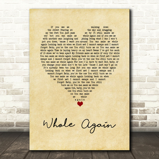 Atomic Kitten Whole Again Vintage Heart Song Lyric Music Art Print