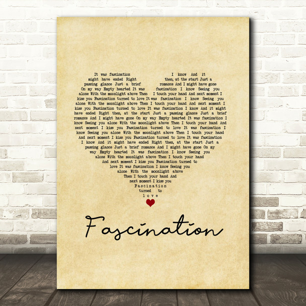 Nat King Cole Fascination Vintage Heart Song Lyric Music Art Print