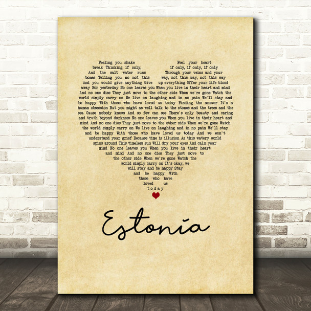 Marillion Estonia Vintage Heart Song Lyric Music Art Print