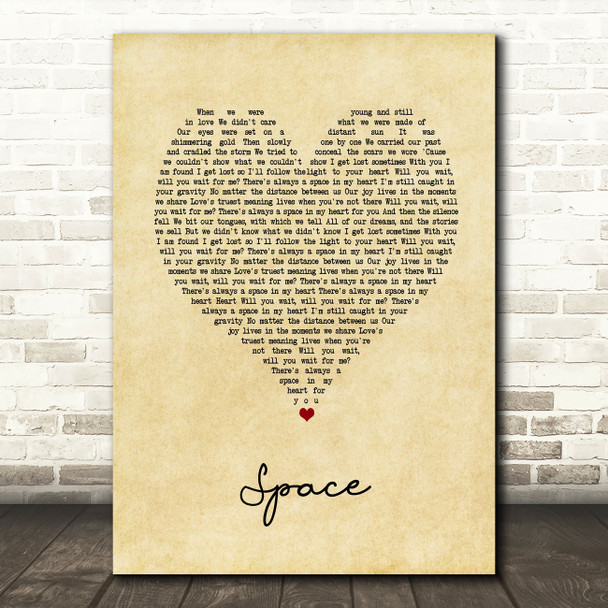 Biffy Clyro Space Vintage Heart Song Lyric Music Art Print