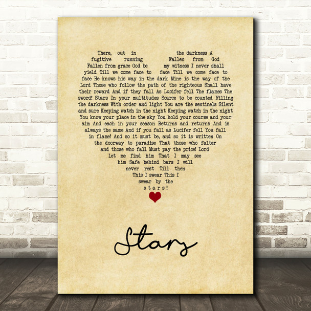 Russell Crowe Stars Vintage Heart Song Lyric Music Art Print