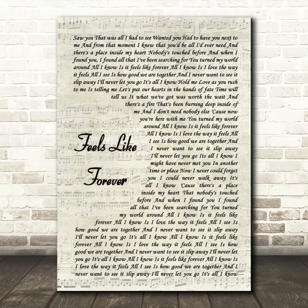 Joe Cocker Feels Like Forever Vintage Script Song Lyric Music Art Print