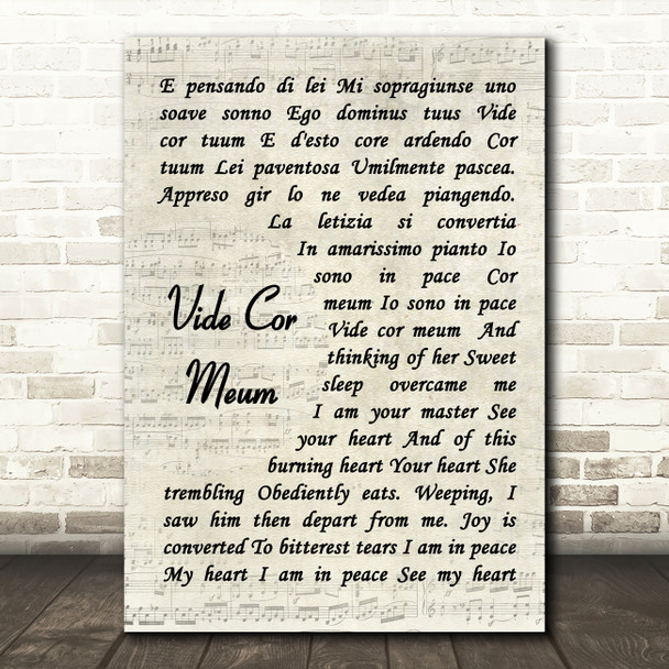 Anthony Hopkins Vide Cor Meum Vintage Script Song Lyric Music Art Print