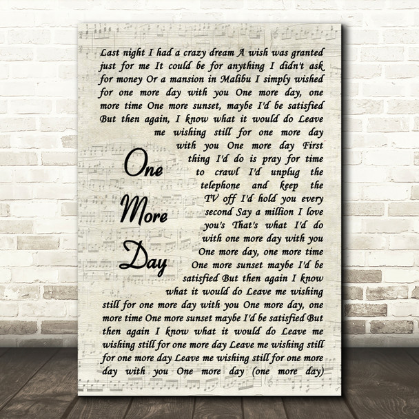 Diamond Rio One More Day Vintage Script Song Lyric Music Art Print