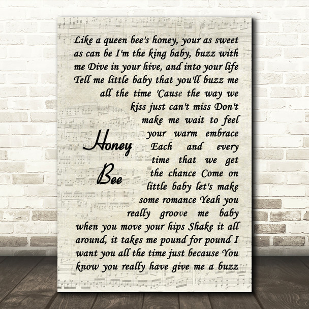 Stevie Ray Vaughan and Double Trouble Honey Bee Vintage Script Song Lyric Music Art Print