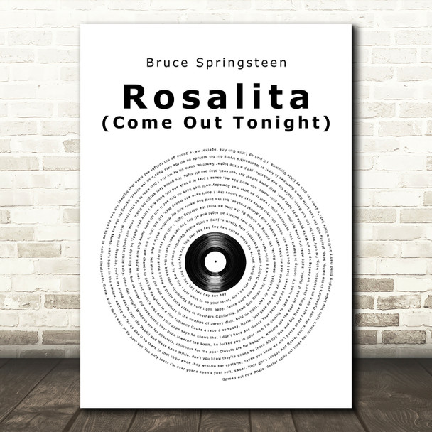 Bruce Springsteen Rosalita (Come Out Tonight) Vinyl Record Song Lyric Music Art Print