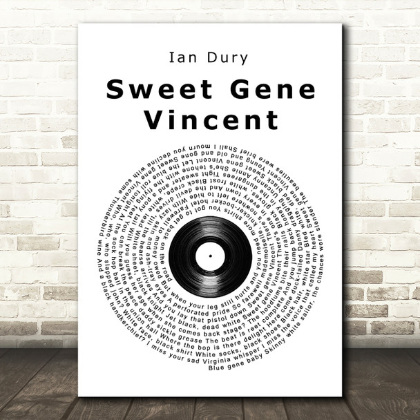 Ian Dury Sweet Gene Vincent Vinyl Record Song Lyric Music Art Print