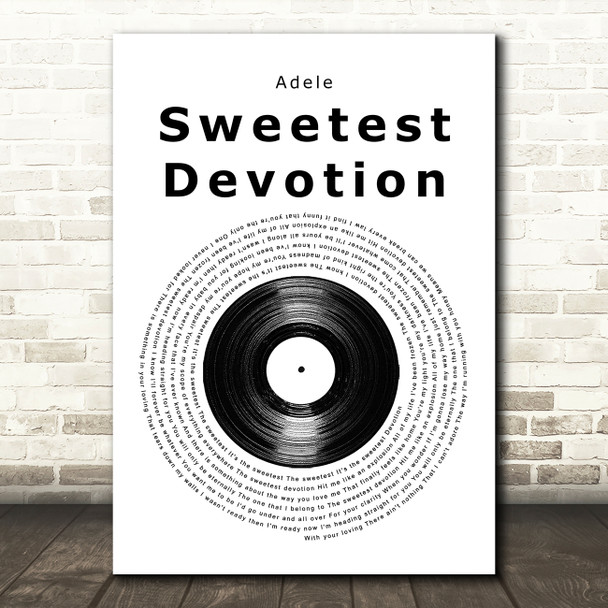 Adele Sweetest Devotion Vinyl Record Song Lyric Music Art Print