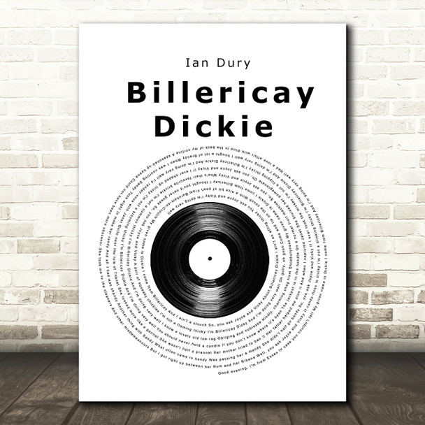 Ian Dury Billericay Dickie Vinyl Record Song Lyric Music Art Print