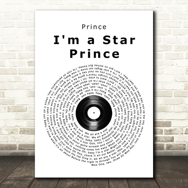 Prince I'm a Star Prince Vinyl Record Song Lyric Music Art Print