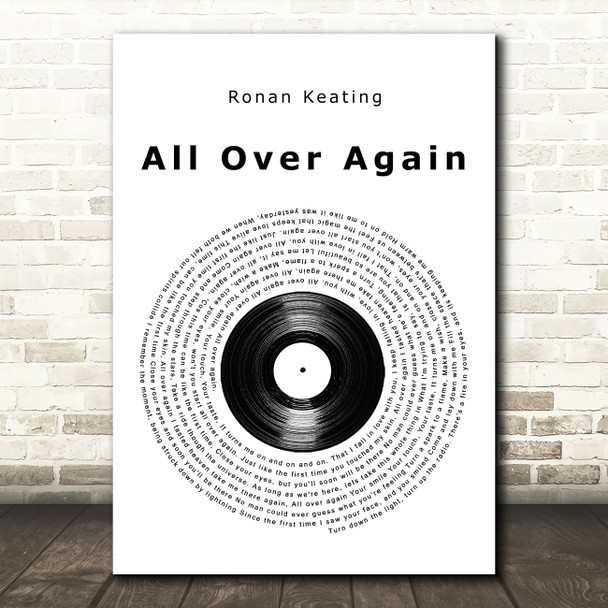 Ronan Keating All Over Again Vinyl Record Song Lyric Music Art Print