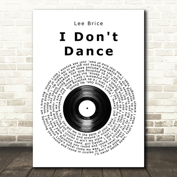 Lee Brice I Don't Dance Vinyl Record Song Lyric Music Art Print