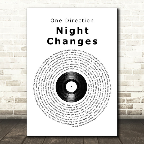 One Direction Night Changes Vinyl Record Song Lyric Music Art Print