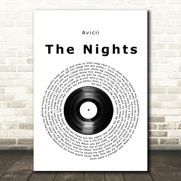Avicii The Nights Vinyl Record Song Lyric Music Art Print