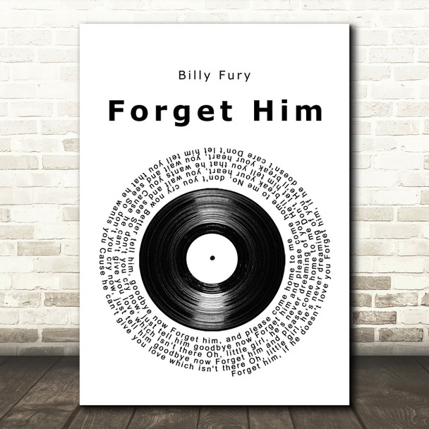 Billy Fury Forget Him Vinyl Record Song Lyric Music Art Print