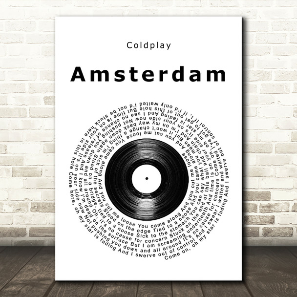 Coldplay Amsterdam Vinyl Record Song Lyric Music Art Print