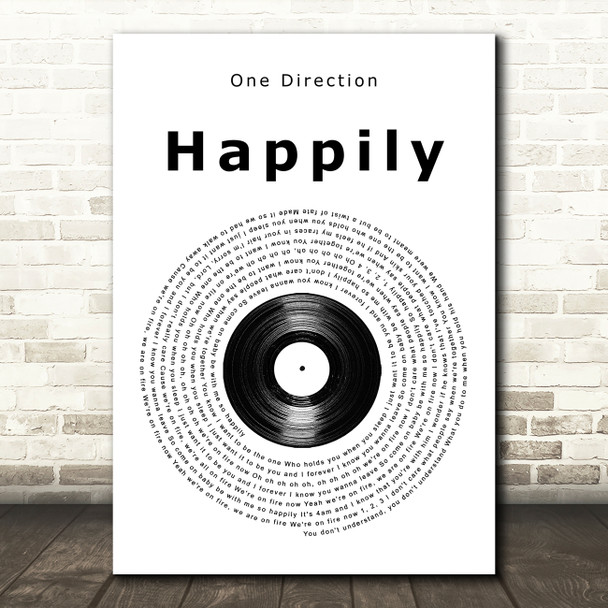 One Direction Happily Vinyl Record Song Lyric Music Art Print