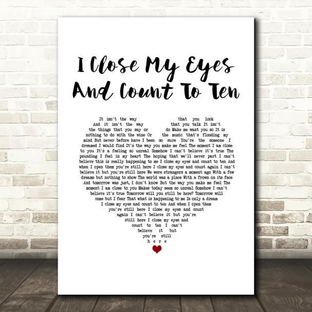 Dusty Springfield I Close My Eyes And Count To Ten White Heart Song Lyric Music Art Print