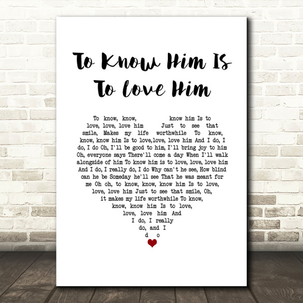 Amy Winehouse To Know Him Is To Love Him White Heart Song Lyric Music Art Print