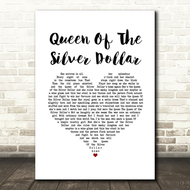 Dr. Hook Queen Of The Silver Dollar White Heart Song Lyric Music Art Print