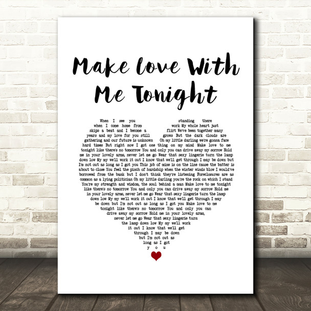 Rod Stewart Make Love With Me Tonight White Heart Song Lyric Music Art Print