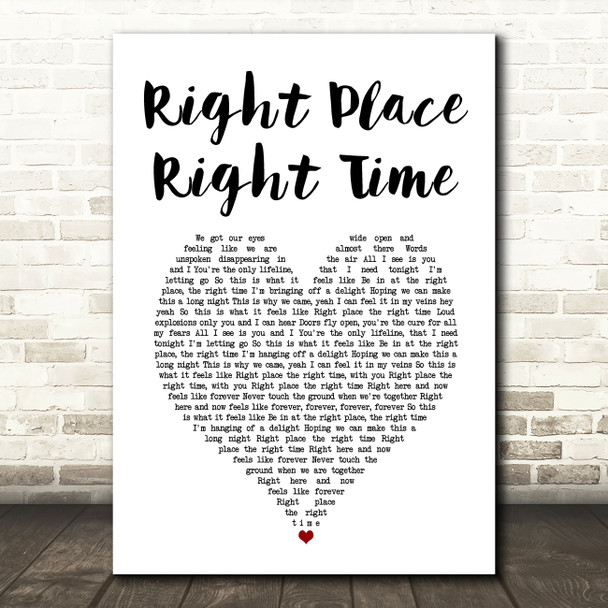 Olly Murs Right Place Right Time White Heart Song Lyric Music Art Print
