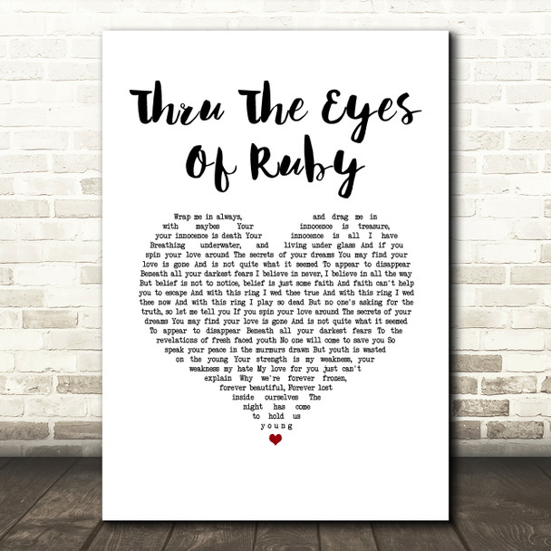 Smashing Pumpkins Thru The Eyes Of Ruby White Heart Song Lyric Music Art Print