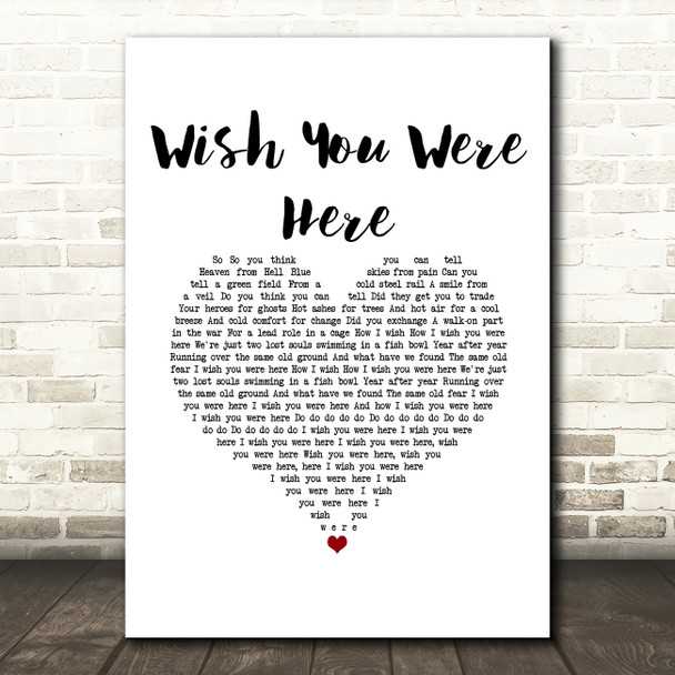 Aslan Wish You Were Here White Heart Song Lyric Music Art Print