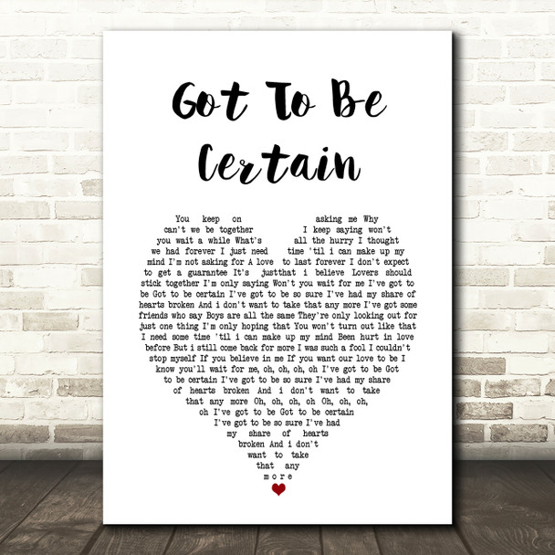 Kylie Minogue Got To Be Certain White Heart Song Lyric Music Art Print