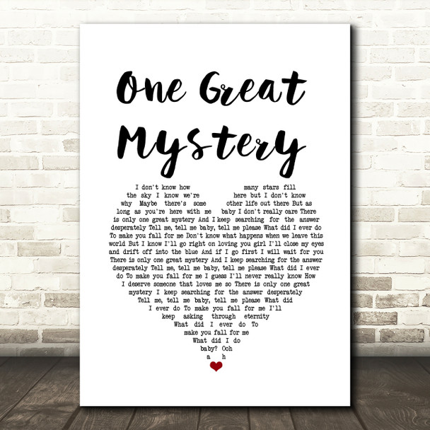 Lady Antebellum One Great Mystery White Heart Song Lyric Music Art Print