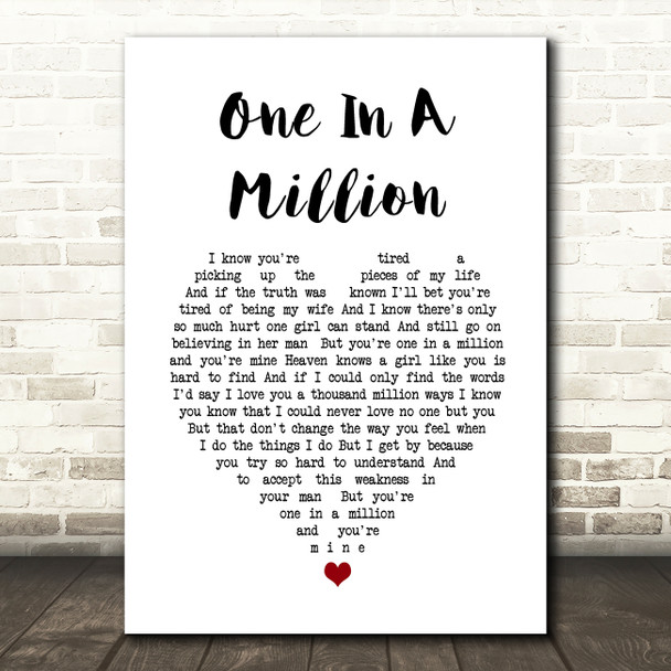 Conway Twitty One In A Million White Heart Song Lyric Music Art Print