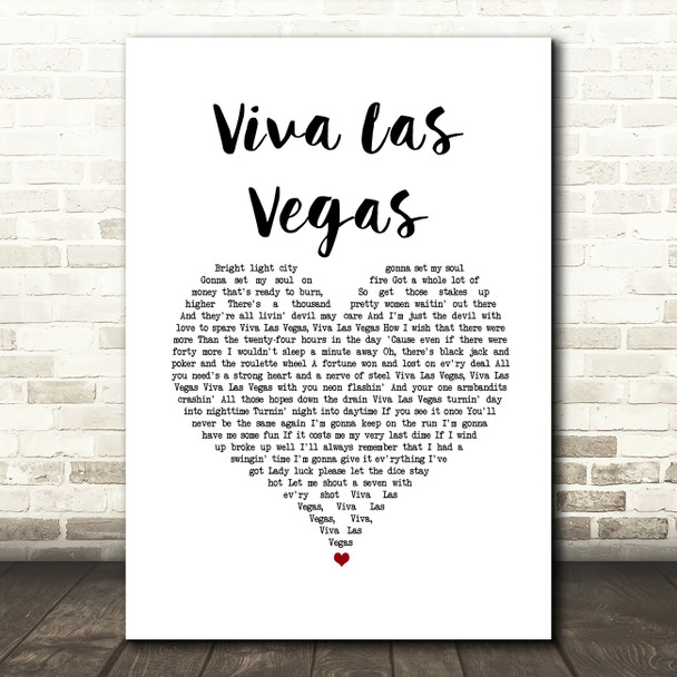 Elvis Presley Viva Las Vegas White Heart Song Lyric Music Art Print