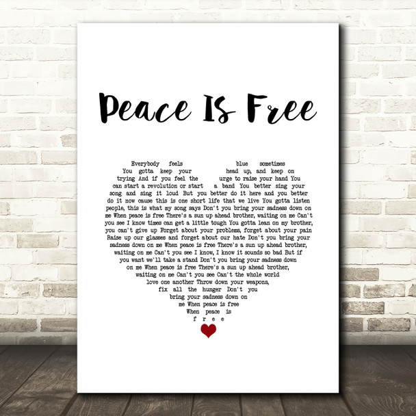 Black Stone Cherry Peace Is Free White Heart Song Lyric Music Art Print