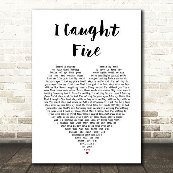The Used I Caught Fire White Heart Song Lyric Music Art Print