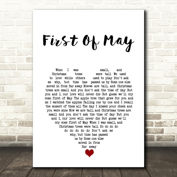 Bee Gees First Of May White Heart Song Lyric Music Art Print