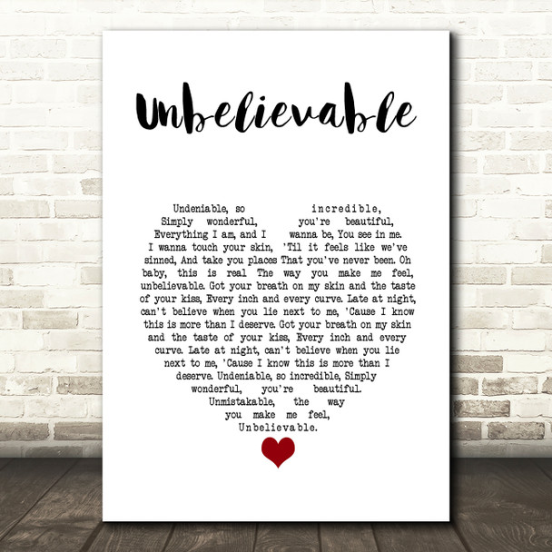 Josh Gracin Unbelievable White Heart Song Lyric Music Art Print