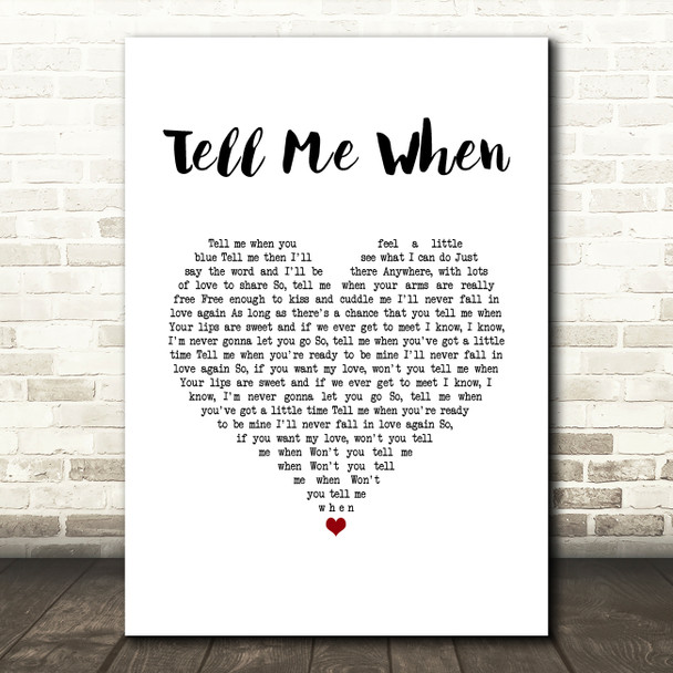 The Applejacks Tell Me When White Heart Song Lyric Music Art Print