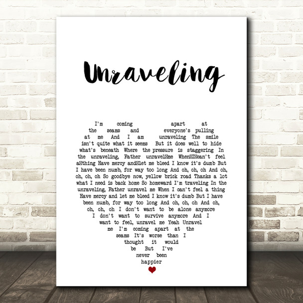 Cory Asbury Unraveling White Heart Song Lyric Music Art Print