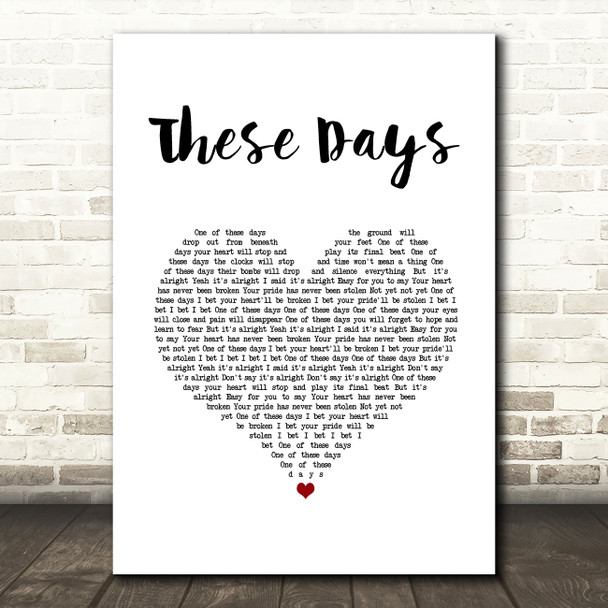 Foo Fighters These Days White Heart Song Lyric Music Art Print