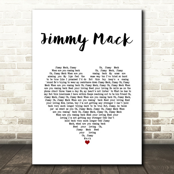 Martha And The Vandellas Jimmy Mack White Heart Song Lyric Music Art Print